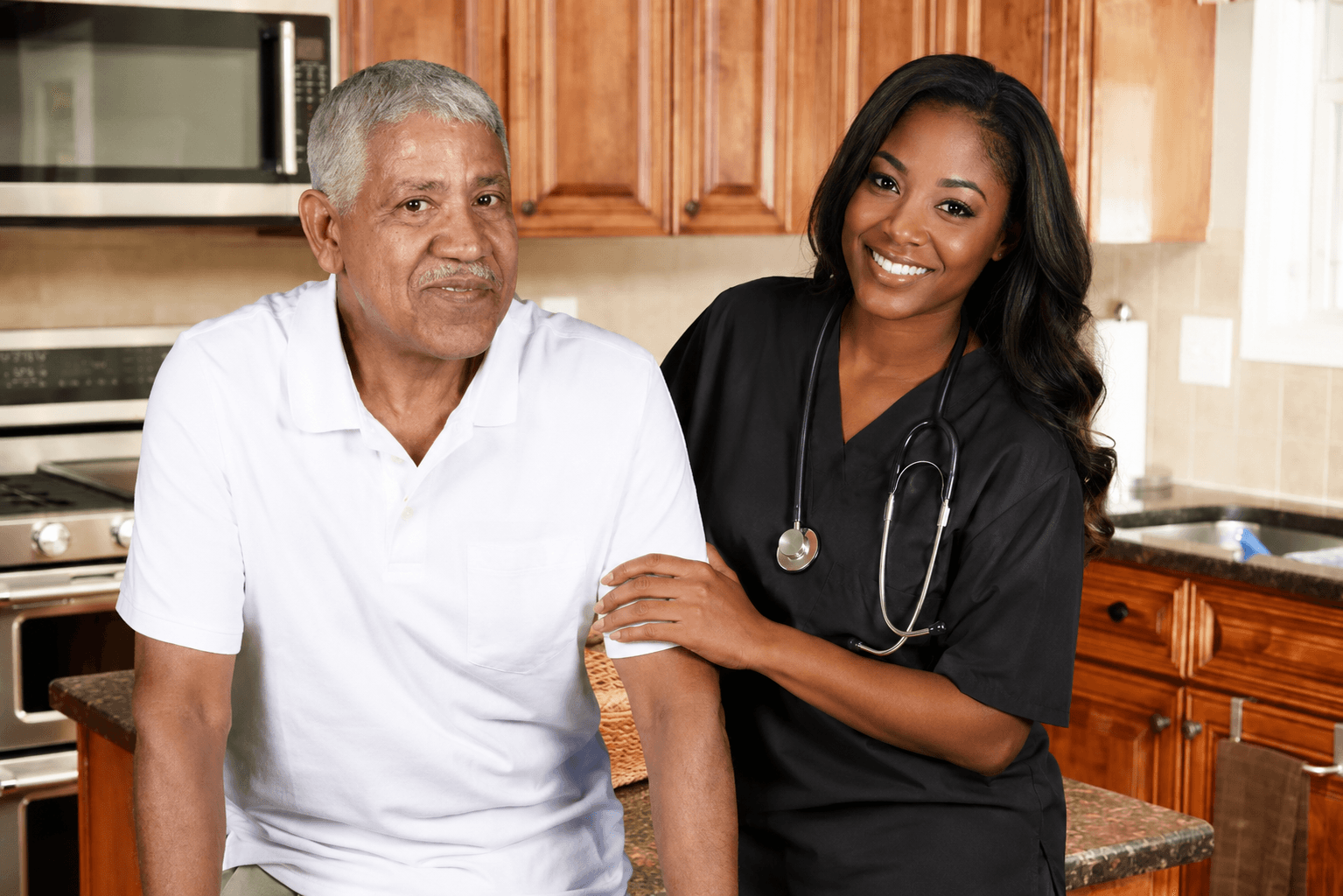 Caregiver helping senior at home